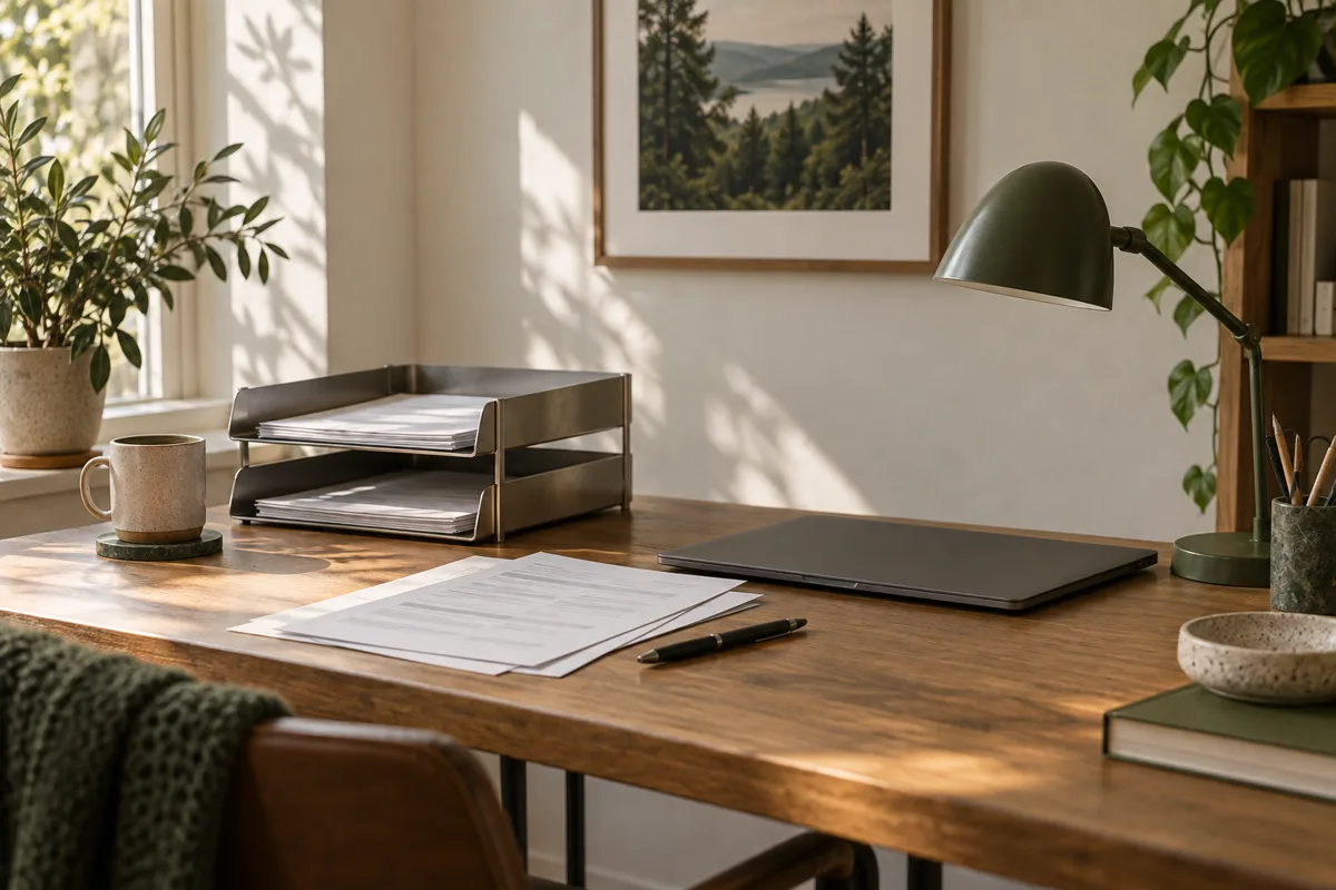 Editorial illustration of quotation paperwork in a trade business office